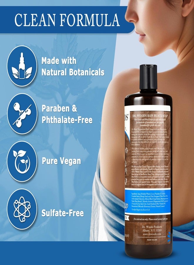 Dr. Woods Raw African Liquid Peppermint Black Soap - Body Wash for Men and Women, Contains Peppermint Oil and Organic Shea Butter, Gentle Exfoliant, Natural Cleanser for Face, Hands, Body - 32 Fl Oz - Image 5