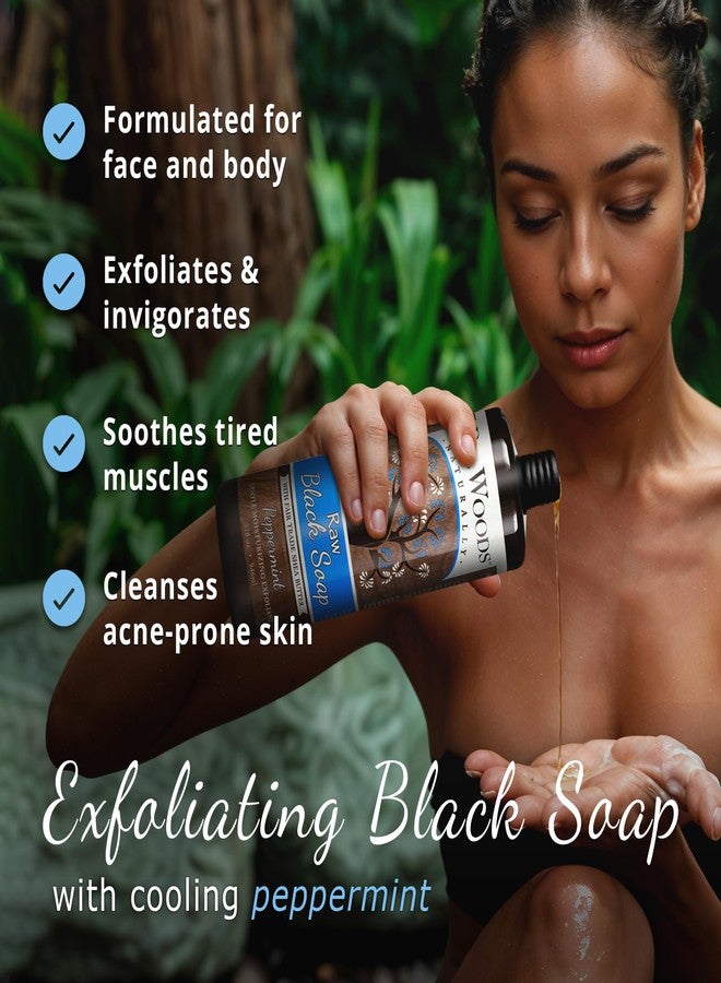 Dr. Woods Raw African Liquid Peppermint Black Soap - Body Wash for Men and Women, Contains Peppermint Oil and Organic Shea Butter, Gentle Exfoliant, Natural Cleanser for Face, Hands, Body - 32 Fl Oz - Image 2