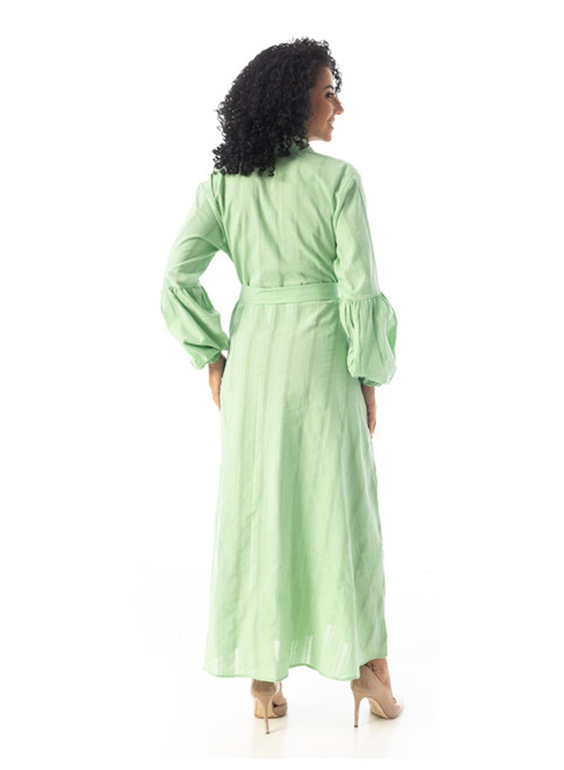 Andora Peasant Sleeves Elegant Long Dress - Light Green - Image 4