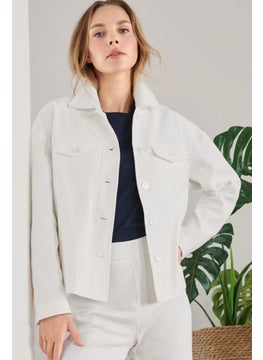 Women Textured Long Sleeve Jacket, White
