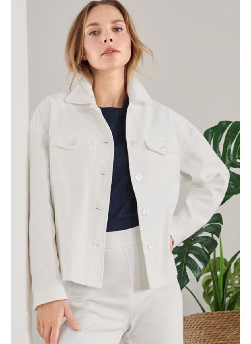 Tchibo - Women Textured Long Sleeve Jacket, White - Image 1