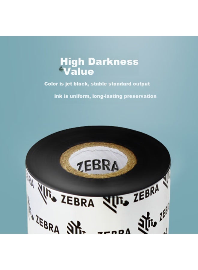 Zebra Technologies شريط طباعة الباركود الأصلي من زيبرا تكنولوجيز 110 مم * 300 م، شريط حبر مختلط، متوافق مع Zd888cr/zt210/zt411، مستهلكات عالمية، A3501bk11030 - Image 2
