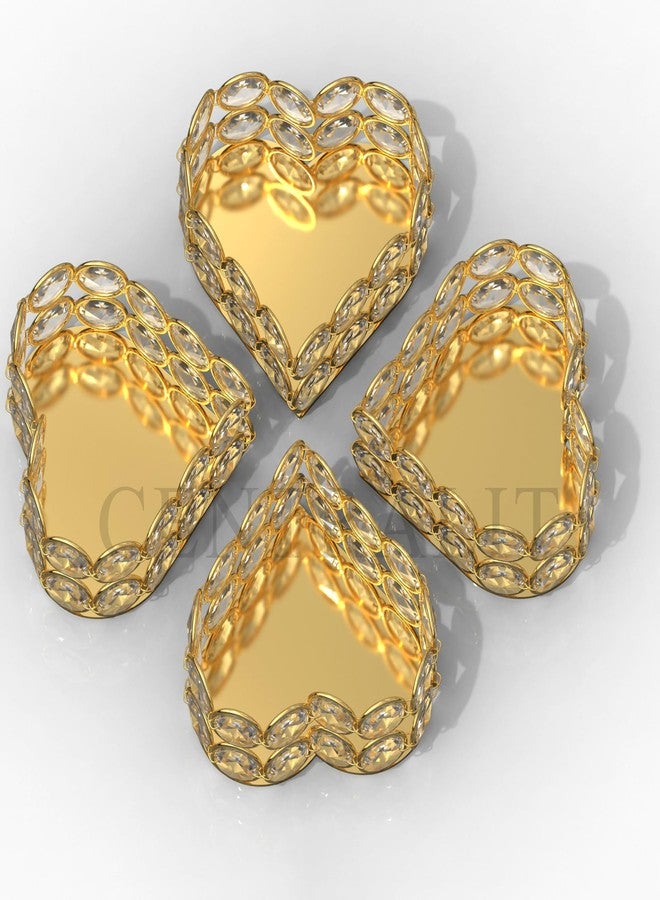 CentraLit حاملات شموع كريستالية ذهبية على شكل قلب من سنتراليت، مثالية لتزيين ديوالي، هدية تذكارية لعيد ديوالي - هدايا رومانسية - قطع مركزية للشموع على طاولة الطعام - ديكور منزلي (ذهبي (عبوة من قطعتين)) - Image 4