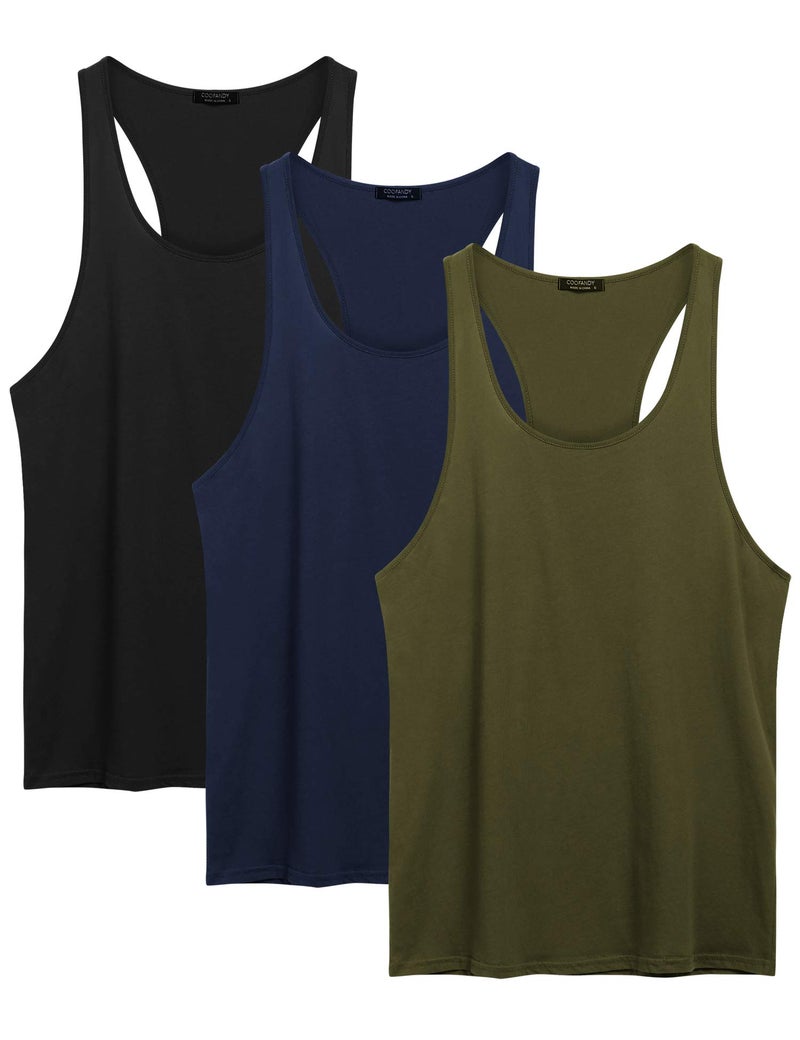 COOFANDY Men's 3 Pack Tank Tops Cotton Performance Sleeveless Casual Classic T Shirts - Image 2