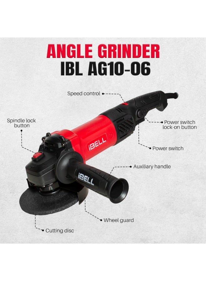 آي بيل iBELL IBL AG10-06 Heavy Duty Angle Grinder | 1100W Motor | Variable Speed | 100mm Disc | Up to 11,000 RPM | Versatile Cutting and Grinding Tool | M10 Grinding Spindle Thread | 6 Months Warranty - Image 3
