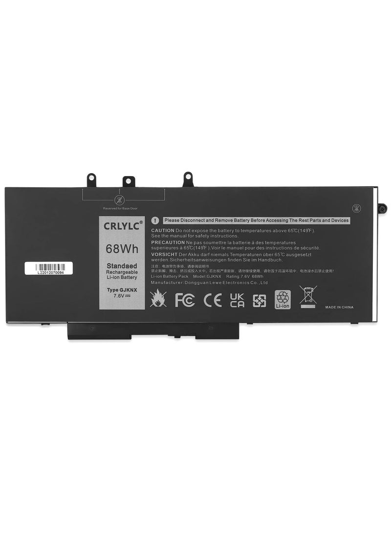 Generic 7.6V 68WH GJKNX 93FTF Laptop Battery for Dell Latitude 5280 5288 5290 5480 5488 5490 5491 5495 5580 5590 Precision 15 3520 3530 Mobile Workspace GD1JP DY9NT 83XPC 4YFVG VG93N NY5PG WFWKK  - Image 1