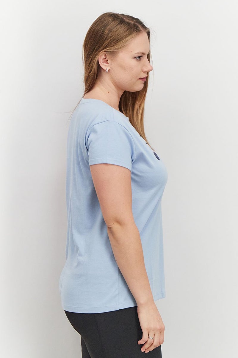 asics Women Sport Fit Crew Neck Short Sleeve Brand Logo T-shirt, Sky Blue - Image 2