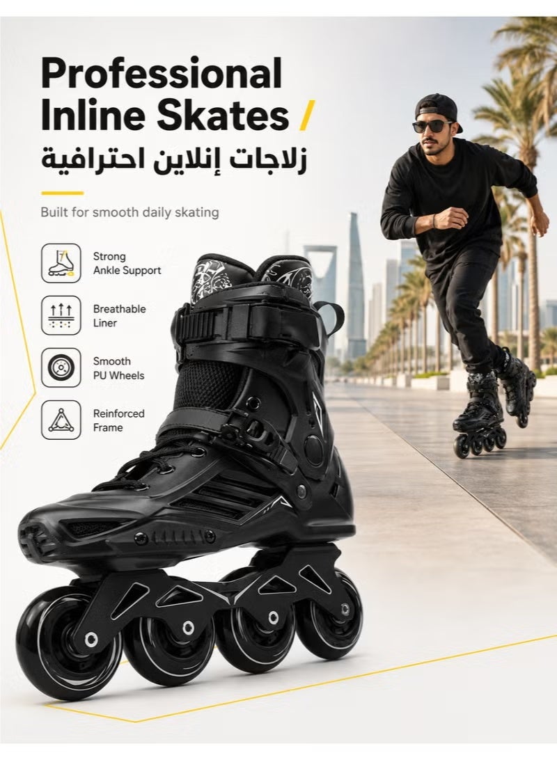 RUIYADA Inline Skates for Adults Men & Women, Inline Roller Skates with Ankle Support, Adjustable Buckle Strap & Comfortable Soft Boot, Outdoor Fitness Skates for Street Skating & Recreational Use, Size 41 - Image 3