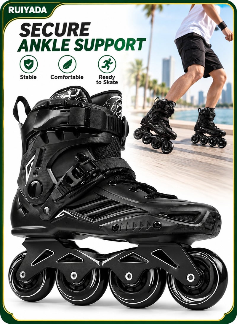 RUIYADA Inline Skates for Adults Men & Women, Inline Roller Skates with Ankle Support, Adjustable Buckle Strap & Comfortable Soft Boot, Outdoor Fitness Skates for Street Skating & Recreational Use, Size 41 - Image 1