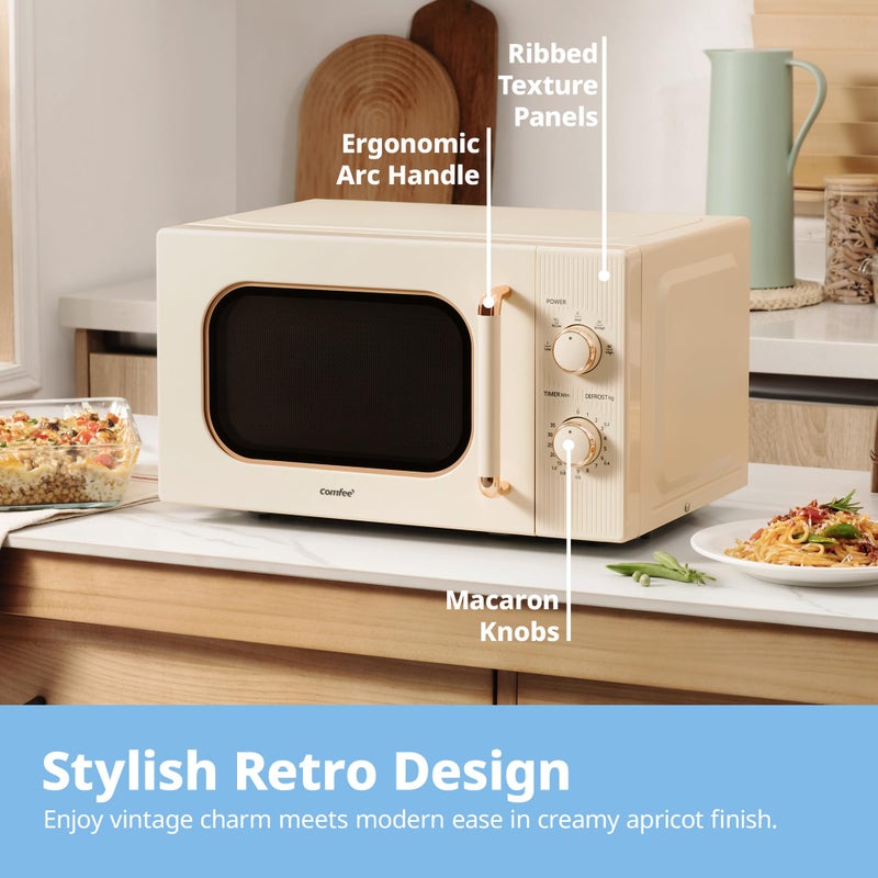 COMFEE' 20L 700W Cream Compact Microwave Oven – 5 Power Levels, Defrost Function, Manual Control & Safety Lock, Ideal for Small Home & Kitchen, CMO-M202NC(CM) - Image 2