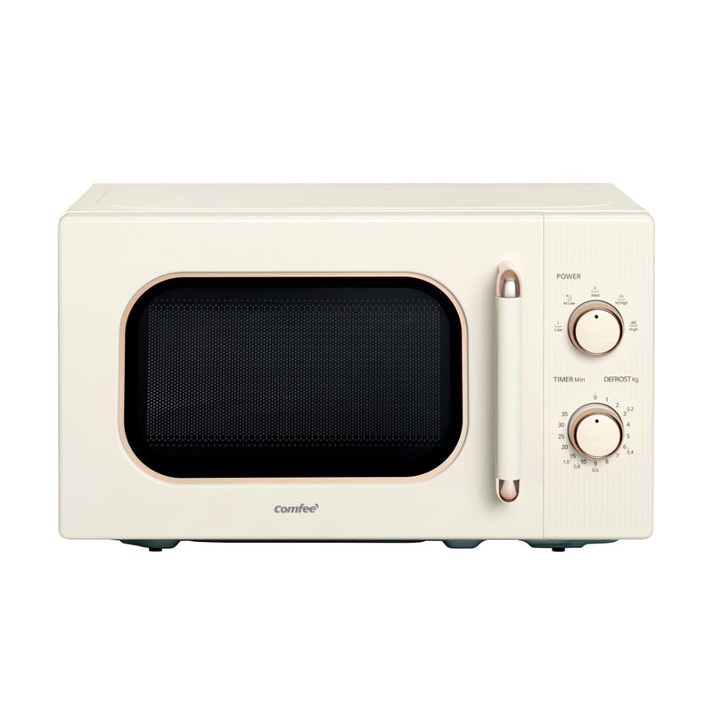 COMFEE' 20L 700W Cream Compact Microwave Oven – 5 Power Levels, Defrost Function, Manual Control & Safety Lock, Ideal for Small Home & Kitchen, CMO-M202NC(CM) - Image 1