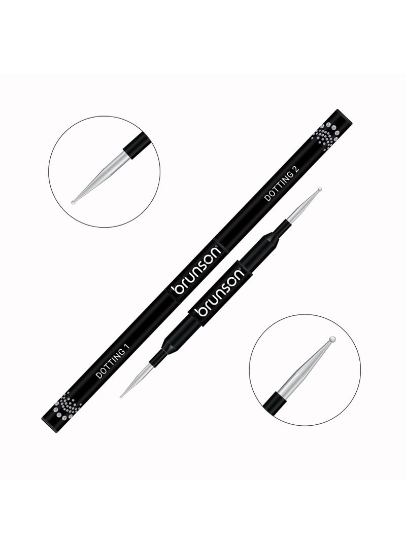Nail Art Brush | Brunson 2-in-1 Dual Side | Dotting 1 & Dotting 2 Tools, Nail Dotting Pen, Gel Polish & Gel Nail Art, Dot Art, Nail Painting, Nail Design, Nail Detailing, Fine Detail, Manicure & Professional Nail Art Tools