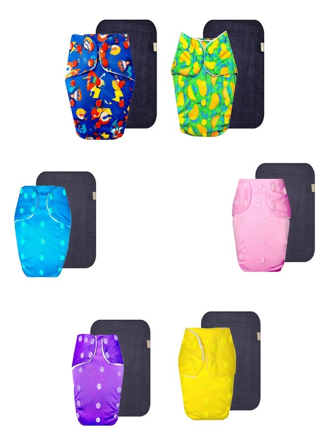 حفاضات قماشية فاخرة من دمبلدو مع حشوة سوداء (عبوة من 6 قطع) | ملائمة تمامًا | قابلة لإعادة الاستخدام والغسل | مناسبة للسفر | للاستخدام طوال اليوم | من 3 أشهر إلى 3 سنوات | للجنسين - Image 1