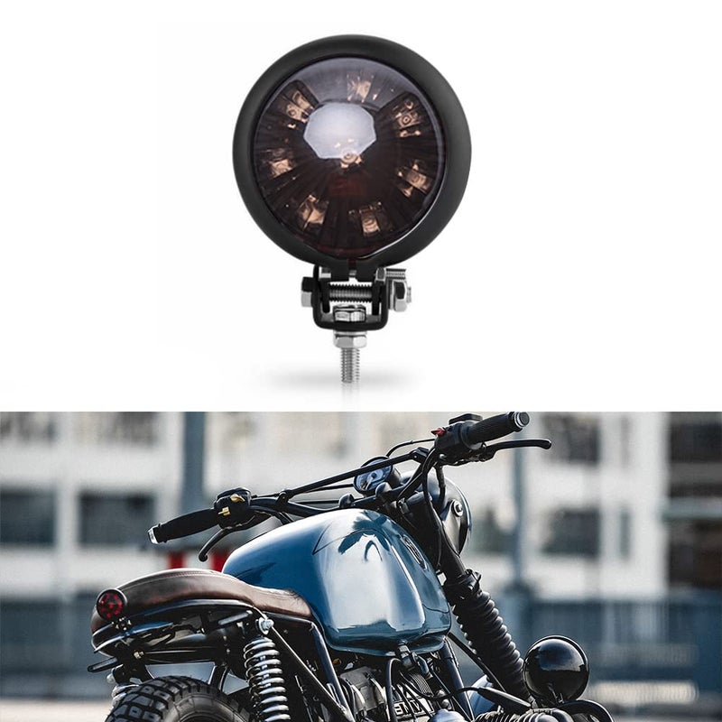 keepdsgn Motorcycle Tail Light LED Bates Style Bullet Brake Stop Rear Lamp for Bobber Chopper Cafe Racer Bonneville XS650 Smoke Black