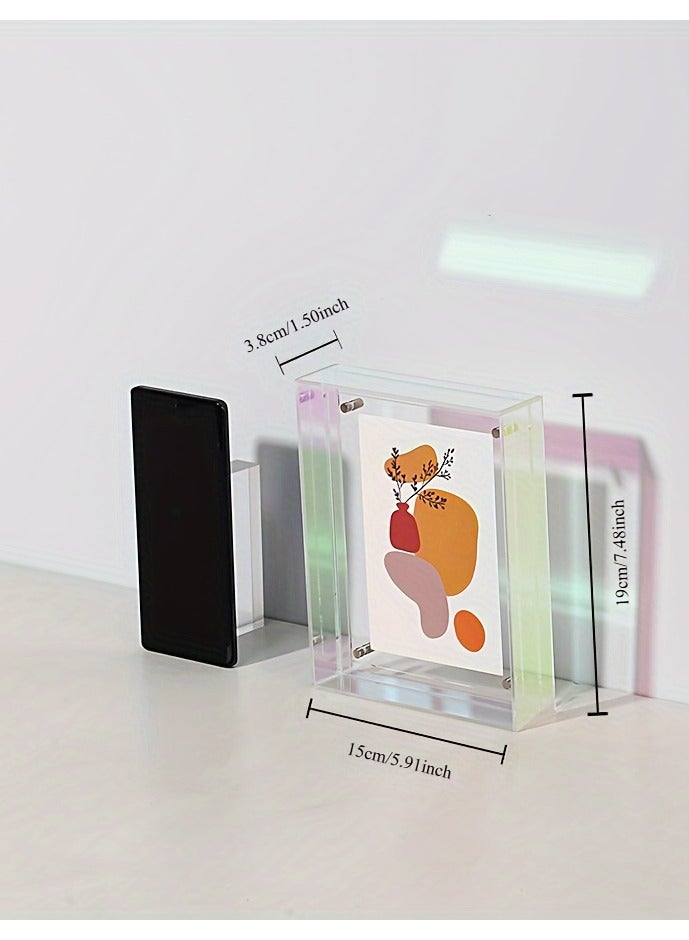 JiFENG 1pc Classic Vertical Acrylic Photo Frame Set - Stunning Tabletop Display, Oblong Transparent Frames for Wall Art, Certificates & Posters with Easy Setup and Durable Construction(Multicolored,19 x 15 CM) - Image 1