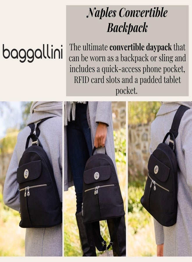 Baggallini Naples Convertible Backpack - Travel Sling Crossbody - 12" Nylon Handbag w/RFID & Padded Tablet Sleeve - Image 2