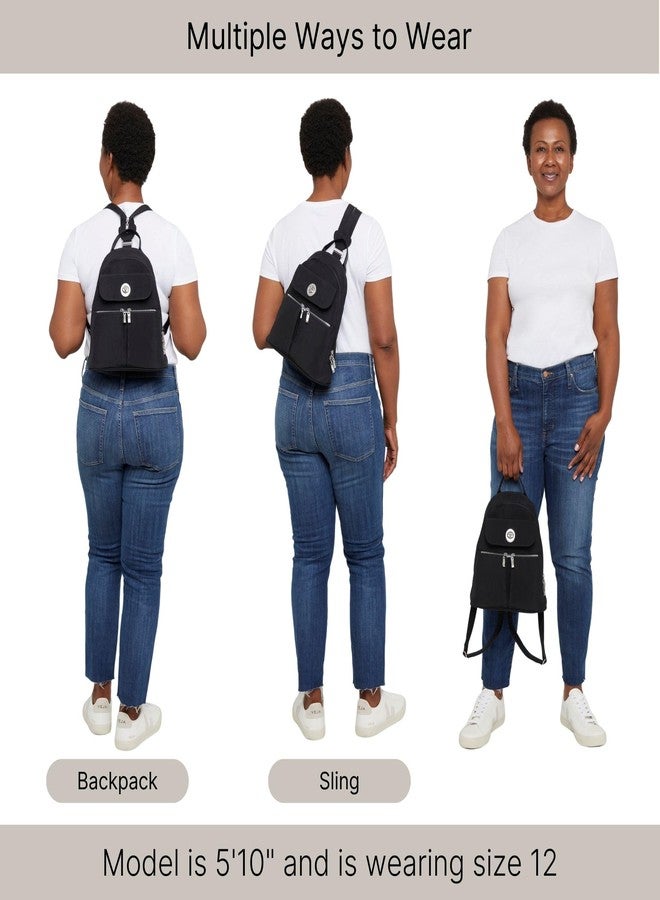 Baggallini Naples Convertible Backpack - Travel Sling Crossbody - 12" Nylon Handbag w/RFID & Padded Tablet Sleeve - Image 5