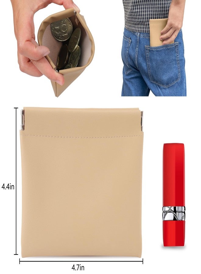 BUSOHA Small Makeup Bag for Purse, Mini Portable Cosmetic Bags for Women, Coin Purse Lipstick Cosmetic Accessories Organizer, Small Travel Kit Storage Pouch, Brown-3 PCS - Image 2