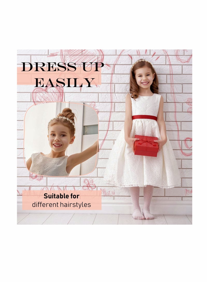 إسكدنيا Flower Girl Headbands Bridal Headband Crystal Headpieces Princess Rhinestone Leaves Hair Accessories for Girls Toddlers Teenagers Birthday Party Supplies (2 Pieces Gold) - Image 2