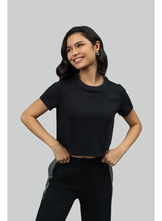 NeceSera Black Soft Cotton Crop Top