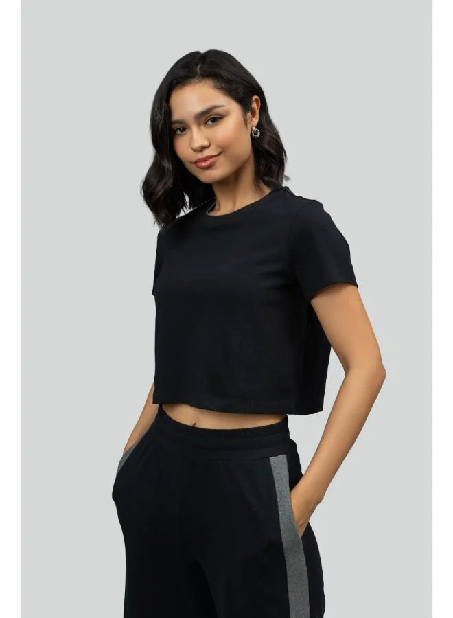 NeceSera Black Soft Cotton Crop Top