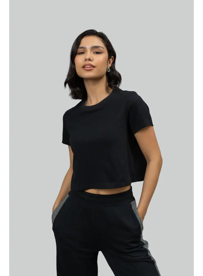 NeceSera Black Soft Cotton Crop Top