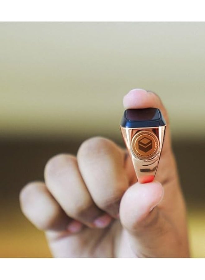 Smart Digital Tasbeeh Ring – Islamic Prayer Reminder with Prayer Time Alerts and OLED Screen for Dhikr and Tasbeeh – Waterproof Smart Ring (Metal 20 mm, Rose Gold) - Image 3