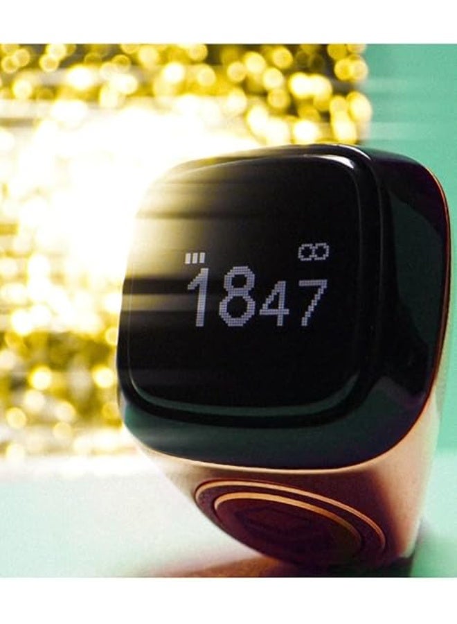 Smart Digital Tasbeeh Ring – Islamic Prayer Reminder with Prayer Time Alerts and OLED Screen for Dhikr and Tasbeeh – Waterproof Smart Ring (Metal 20 mm, Rose Gold) - Image 4