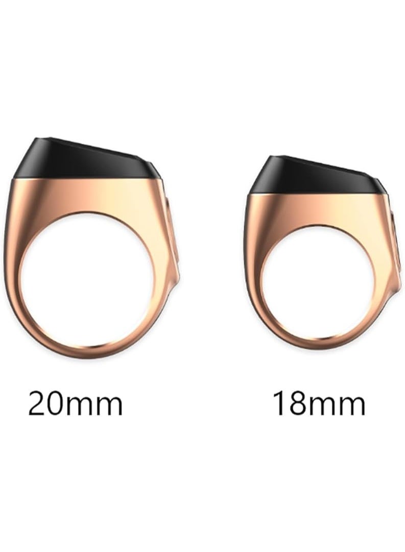 Smart Digital Tasbeeh Ring – Islamic Prayer Reminder with Prayer Time Alerts and OLED Screen for Dhikr and Tasbeeh – Waterproof Smart Ring (Metal 20 mm, Rose Gold) - Image 2