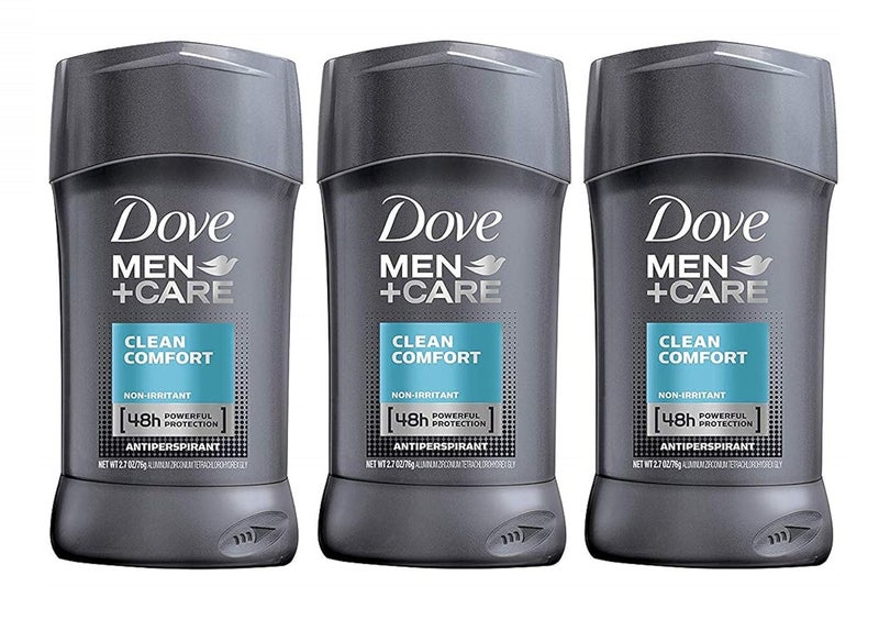 Dove Men + Care Antiperspirant - Clean Comfort - Non-Irritant - Net Wt. 2.7 OZ (76 g) Per Stick - Pack of 3 Sticks - Image 1