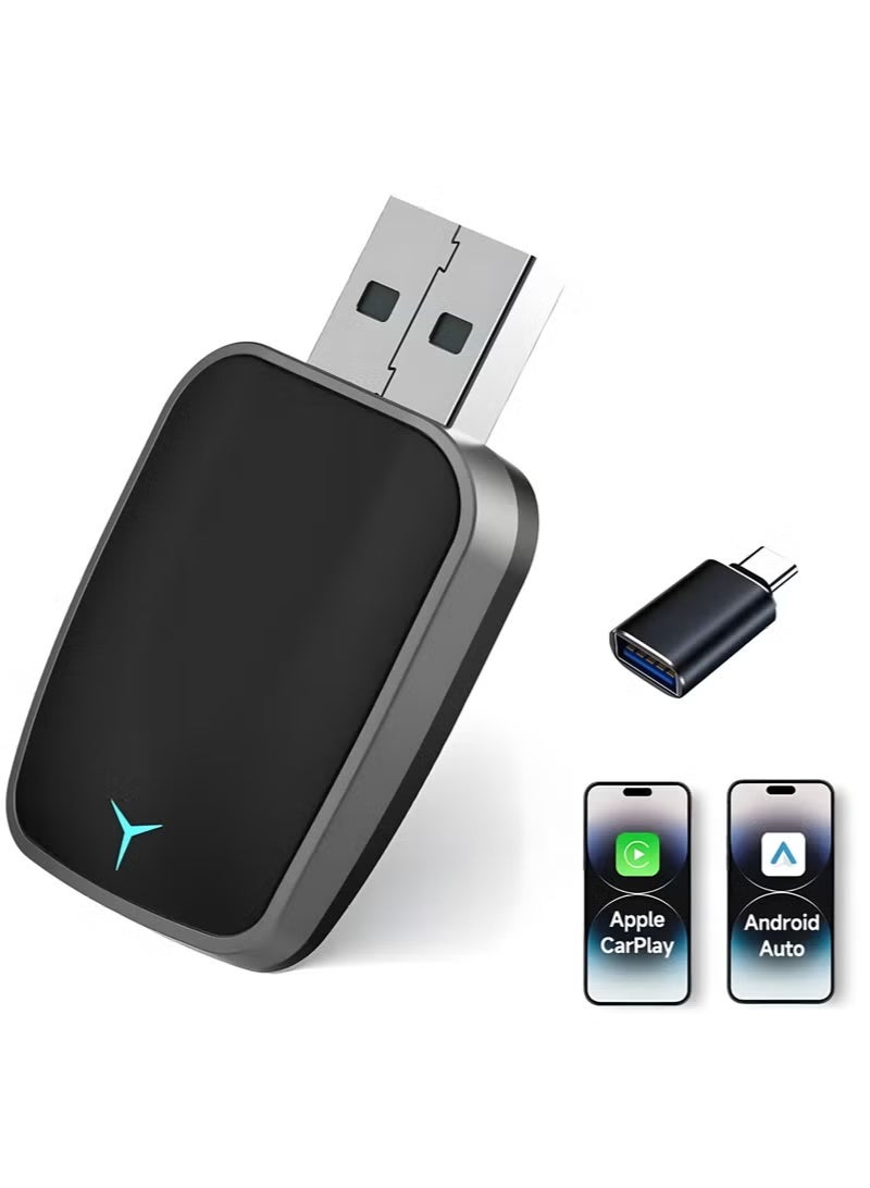 Mini Wireless CarPlay & Android Auto Adapter - 2-in-1 Plug & Play Dongle for iPhone & Android, Auto Connect, No Delay, USB-C for iOS 10+/Android 11+ - Image 1