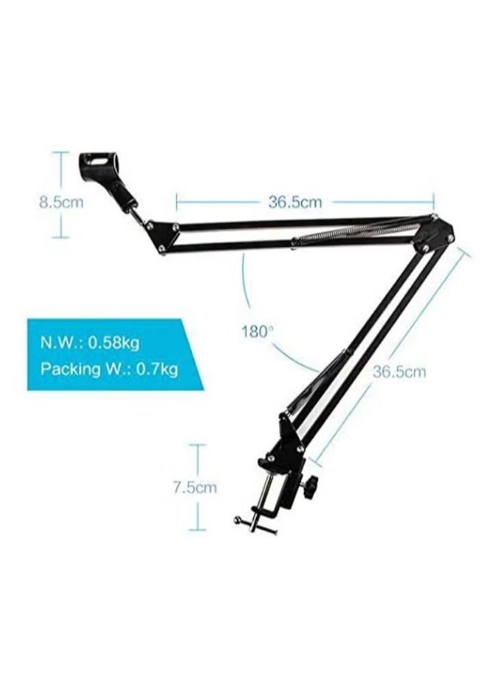 UMIXPRO Professional Microphone Stand Adjustable Microphone Suspension Boom Scissor Arm Stand Compact Mic Stand for Radio Broadcasting Voice Over Stage and TV Stations - Image 2