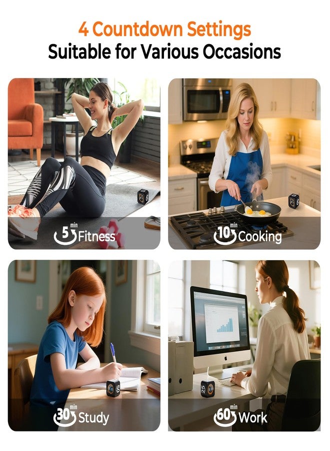 EooCoo Office Desk Timer Cube, Visual Pomodoro Timer with Gravity, Countdown 5/10/25/50 Min, Rechargeable Productivity Tool for Classroom, Kitchen, Gym, Yoga, College School Supplies Cool Gadgets - Image 5