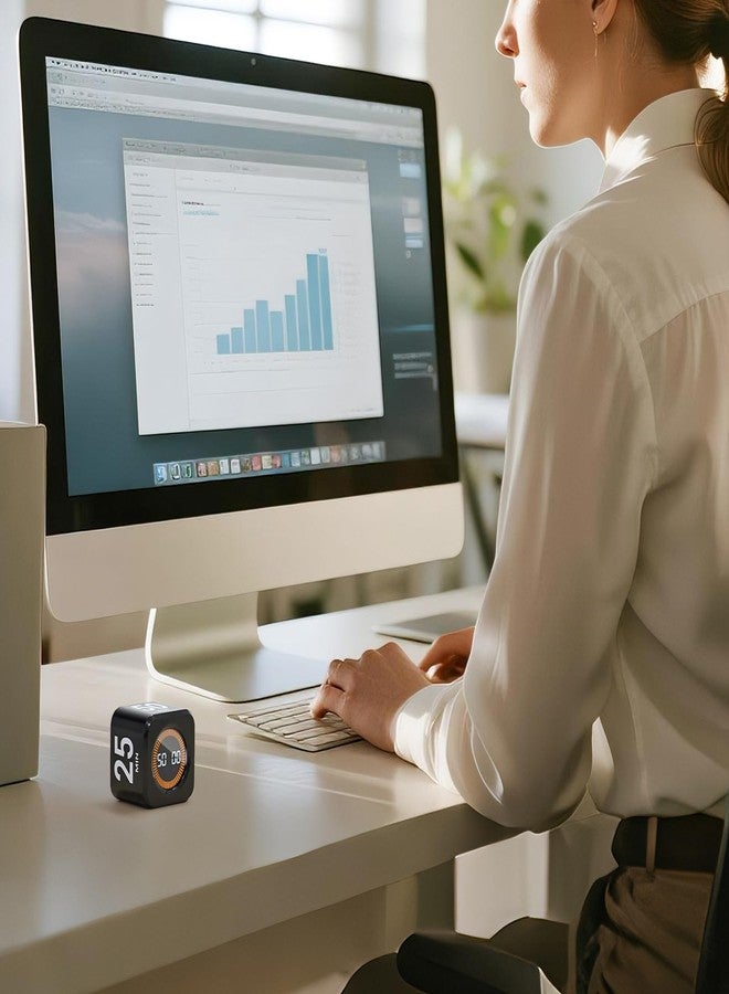 EooCoo Office Desk Timer Cube, Visual Pomodoro Timer with Gravity, Countdown 5/10/25/50 Min, Rechargeable Productivity Tool for Classroom, Kitchen, Gym, Yoga, College School Supplies Cool Gadgets - Image 2