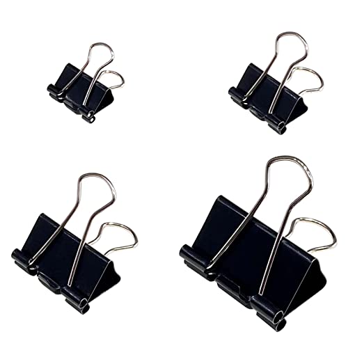 Ykimok 120Pcs Assorted Sizes Binder Clips, Metal Paper Clamps 4 Assorted Sizes, Medium, Small, X Small and Micro for Office Supplies, Black. - Image 3