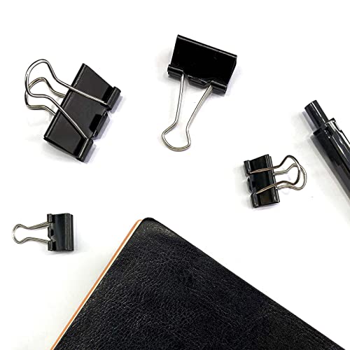 Ykimok 120Pcs Assorted Sizes Binder Clips, Metal Paper Clamps 4 Assorted Sizes, Medium, Small, X Small and Micro for Office Supplies, Black. - Image 2