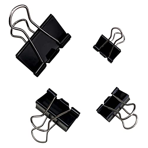 Ykimok 120Pcs Assorted Sizes Binder Clips, Metal Paper Clamps 4 Assorted Sizes, Medium, Small, X Small and Micro for Office Supplies, Black. - Image 1