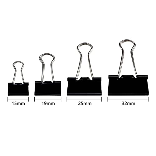 Ykimok 120Pcs Assorted Sizes Binder Clips, Metal Paper Clamps 4 Assorted Sizes, Medium, Small, X Small and Micro for Office Supplies, Black. - Image 4