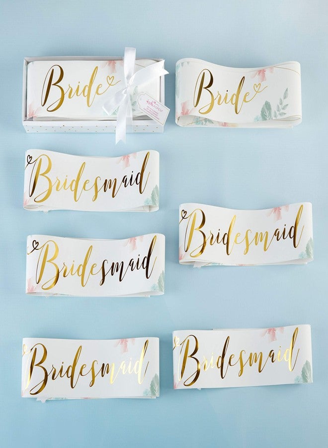 Kate Aspen Geometric Floral Bachelorette Party Satin Sash Set (Set of 6) - 1 Bride & 5 Bridesmaid Party Kit - Image 3