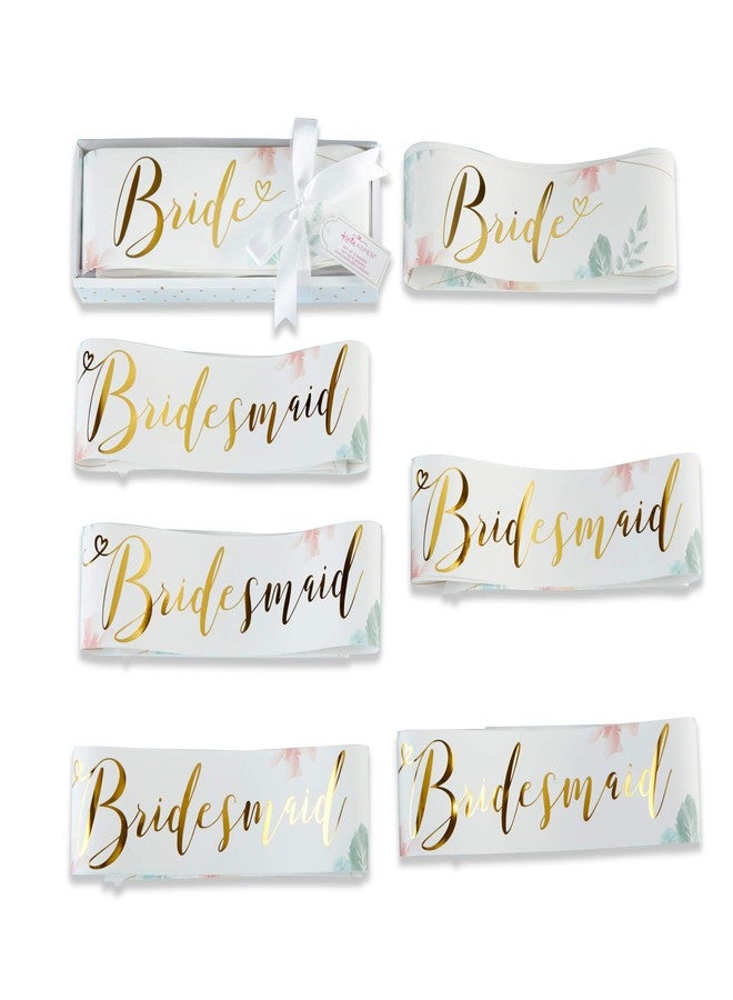 Kate Aspen Geometric Floral Bachelorette Party Satin Sash Set (Set of 6) - 1 Bride & 5 Bridesmaid Party Kit - Image 1