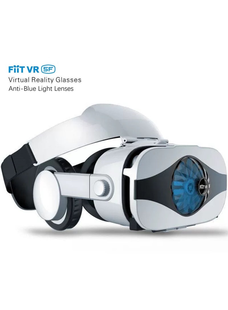 general Classic VR Goggles FIIT VR 5F Virtual Reality VR Headset 3D Glasses Fan Cooling for Movies & Video Games, Compatible with Android, iOS, HarmonyOS, Smartphone within 4.0-6.3inch Screen Pupil Distance Adjusting Function, IMAX Cinema/360°View/3D Games, Lightweight, Comfortable Material, Ergonomic Design, Mini Fan Physical Cold Wind Phone Cooling - Image 1