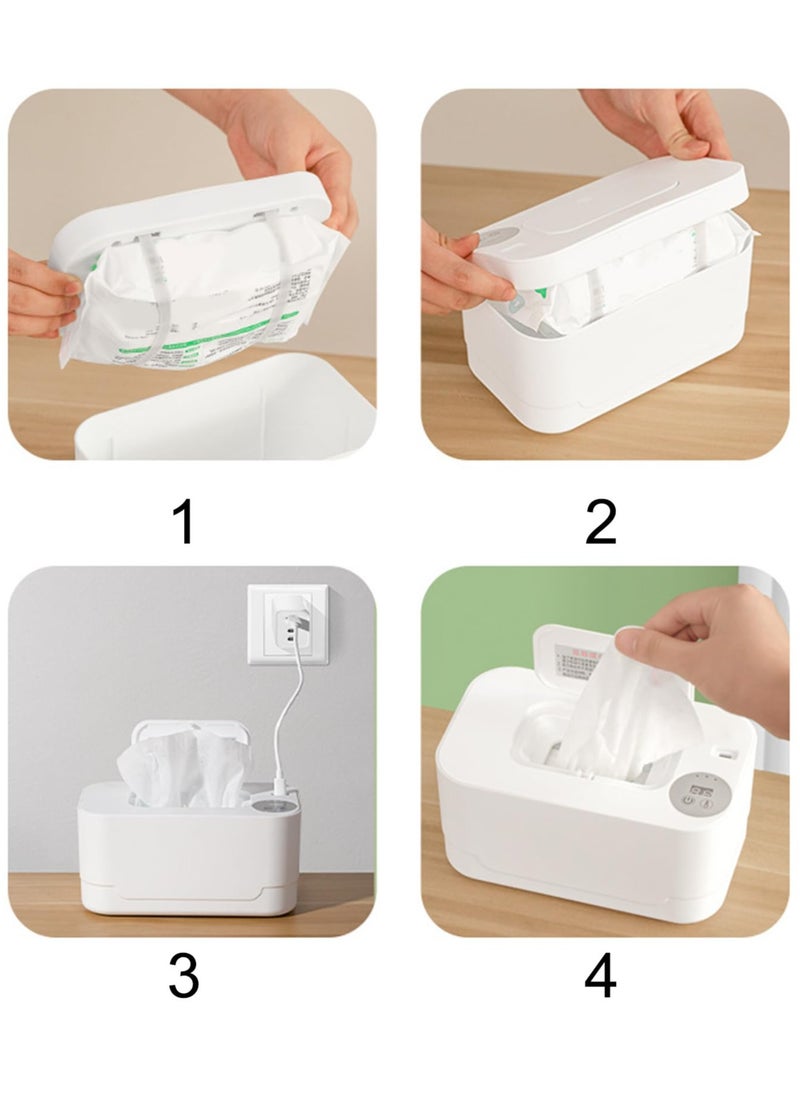 unikbebe - Baby Wipe Warmer with LED Temperature Display & Night Light, USB Powered with Smart Thermostat Temperature Control Button, Portable Wet Wipes Dispenser for Baby Wipes & Tissues, Smart Thermostat,  Silent & Moisturizing, Heat Preservation, Large Capacity for Home & Travel, White with Smart Mode - Image 1