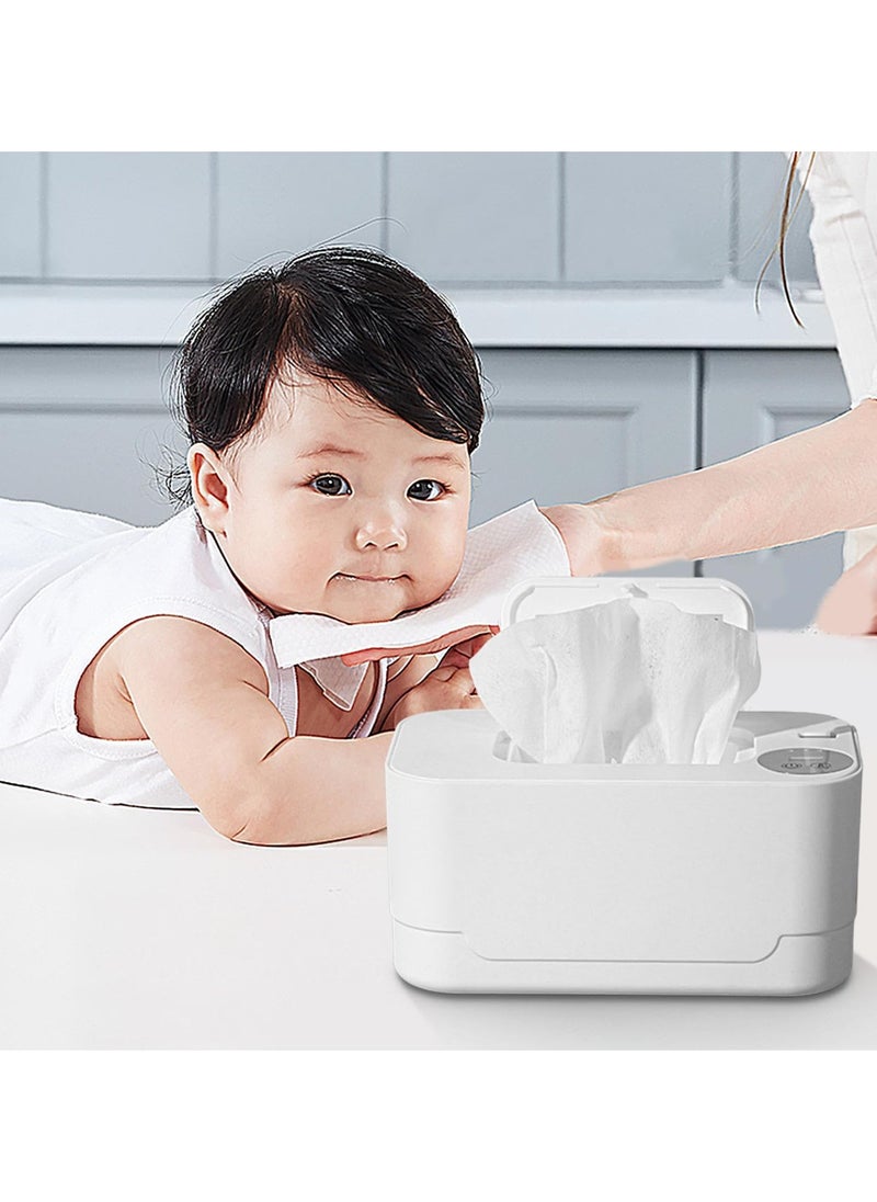 unikbebe - Baby Wipe Warmer with LED Temperature Display & Night Light, USB Powered with Smart Thermostat Temperature Control Button, Portable Wet Wipes Dispenser for Baby Wipes & Tissues, Smart Thermostat,  Silent & Moisturizing, Heat Preservation, Large Capacity for Home & Travel, White with Smart Mode - Image 1