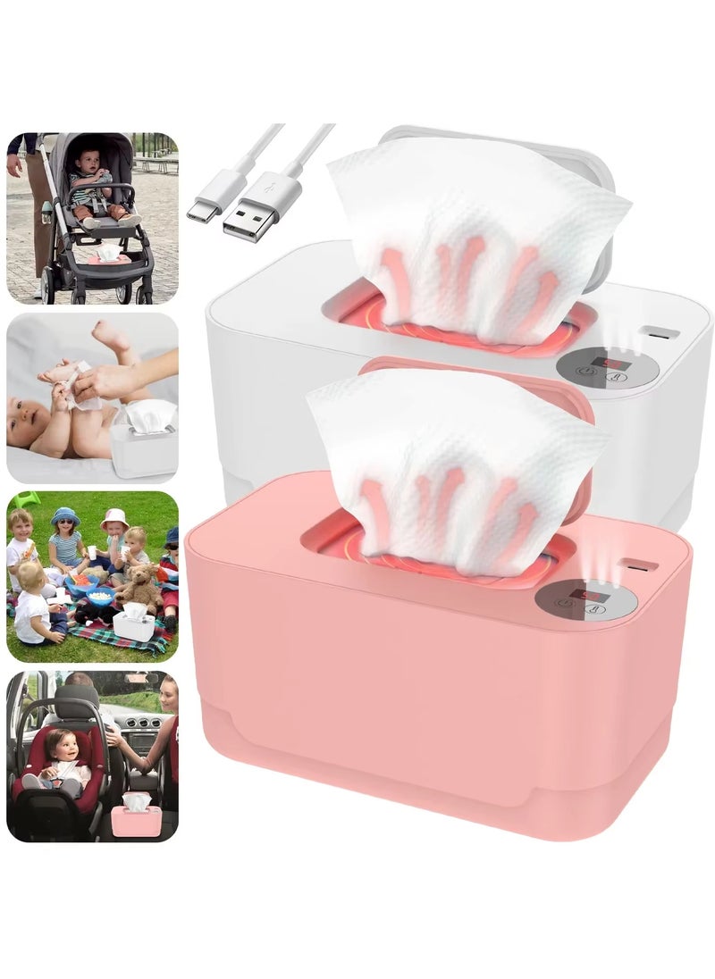 unikbebe - Baby Wipe Warmer with LED Temperature Display & Night Light, USB Powered with Smart Thermostat Temperature Control Button, Portable Wet Wipes Dispenser for Baby Wipes & Tissues, Smart Thermostat,  Silent & Moisturizing, Heat Preservation, Large Capacity for Home & Travel, White with Smart Mode - Image 1