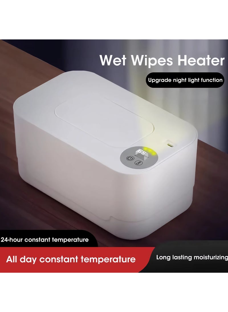 unikbebe - Baby Wipe Warmer with LED Temperature Display & Night Light, USB Powered with Smart Thermostat Temperature Control Button, Portable Wet Wipes Dispenser for Baby Wipes & Tissues, Smart Thermostat,  Silent & Moisturizing, Heat Preservation, Large Capacity for Home & Travel, White with Smart Mode - Image 1