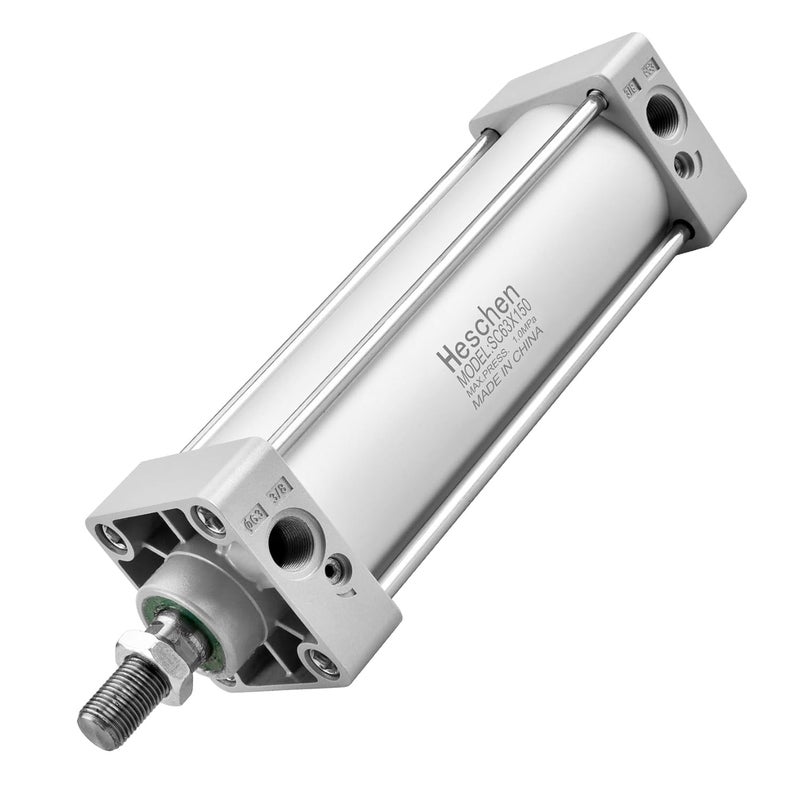 Heschen Pneumatic Standard Air Cylinder, SC 63-150, PT3/8'' Port, 63mm Bore, 150mm Stroke, Screwed Piston Rod Dual Action for Machinery Industry - Image 1