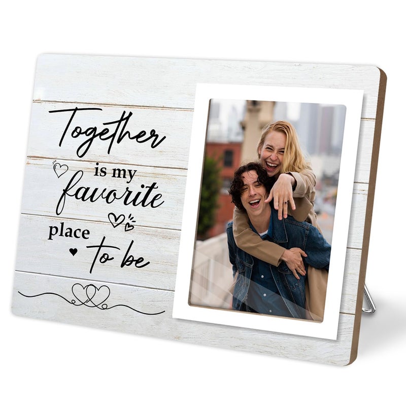 KLYTINK Couple Picture Frames, Love Picture Frames, Engagement Photo Frame, Marriage License Frame, Wedding Picture Frame for Couples, Together is My Favorite Place to Be, Unique Gifts for Valentine's Day 4 x 6Inch Photo - Image 1