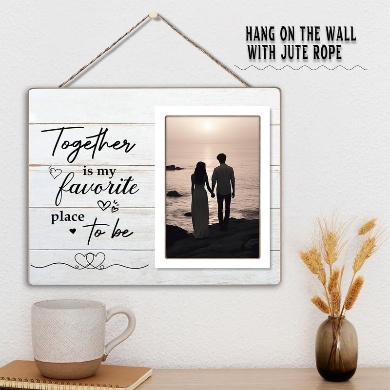 KLYTINK Couple Picture Frames, Love Picture Frames, Engagement Photo Frame, Marriage License Frame, Wedding Picture Frame for Couples, Together is My Favorite Place to Be, Unique Gifts for Valentine's Day 4 x 6Inch Photo - Image 3