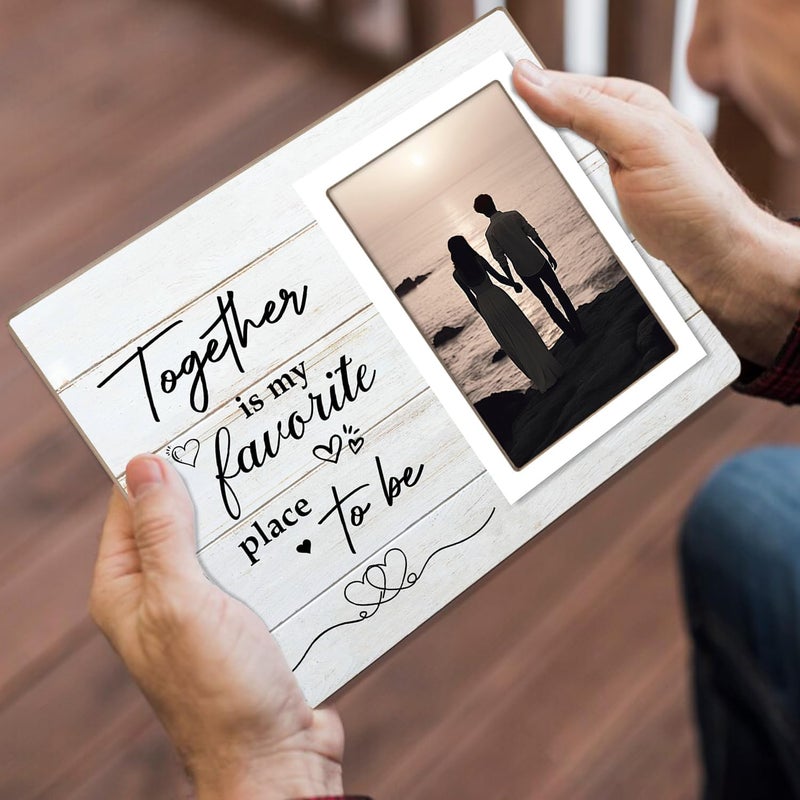 KLYTINK Couple Picture Frames, Love Picture Frames, Engagement Photo Frame, Marriage License Frame, Wedding Picture Frame for Couples, Together is My Favorite Place to Be, Unique Gifts for Valentine's Day 4 x 6Inch Photo - Image 4
