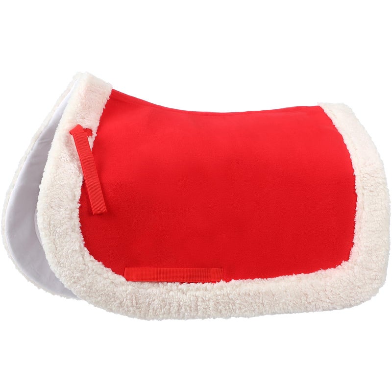 Abbylike Christmas Horse Saddle Pad Red Saddle Pad Santa Saddle Pad with Faux Fur Trim for Horses Under Saddle Dressage Jumping Training - Image 2